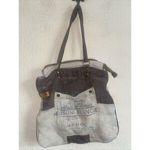 Hobo Boho Bag Oversized Tote Hide Genuine Leather Canvas Hippie Buckle Up Cycle
